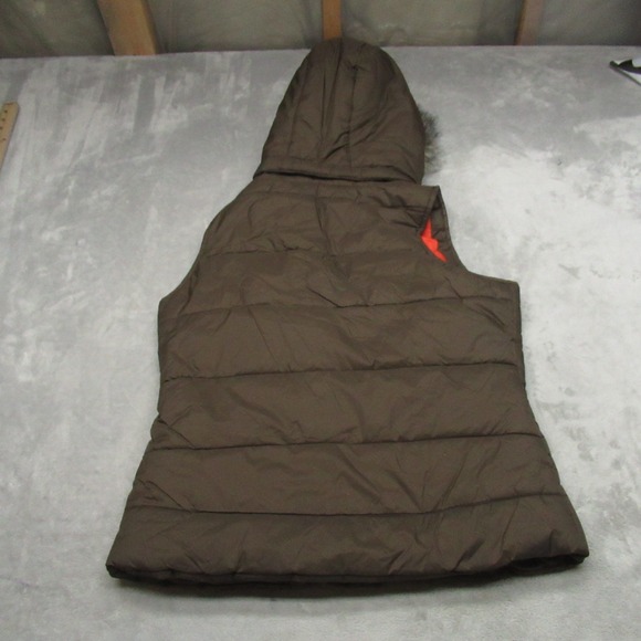 Burton Vest Women Small Brown Dryride Rancher Faux Fur Trim Insulated Puffer - Picture 10 of 13